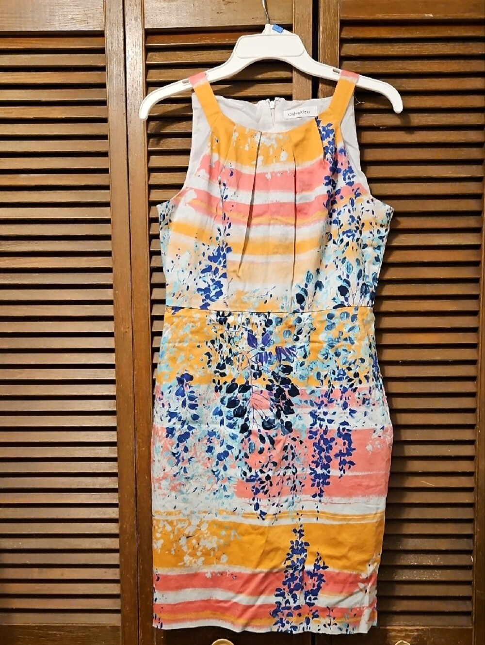 Calvin Klein Multicolor Floral Stripe Sheath Dress - Yellow, Pink, Blue
